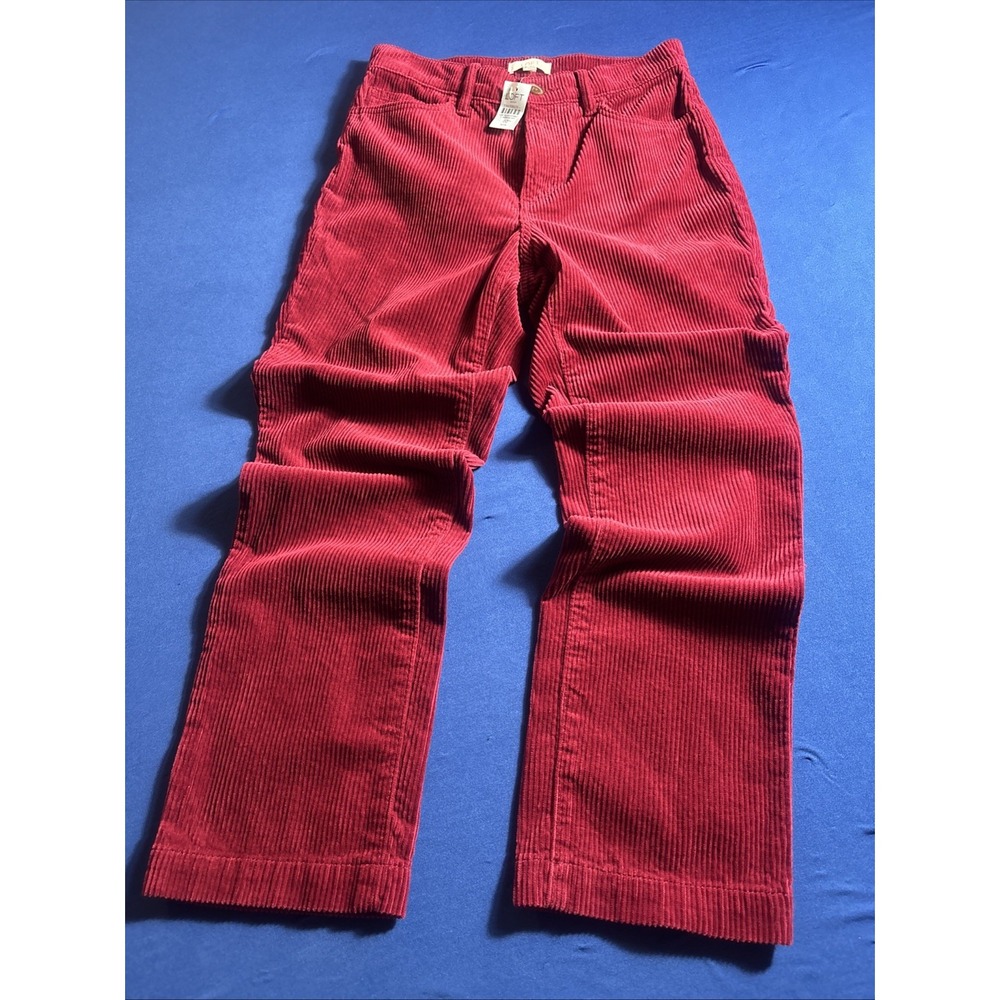 LOFT Women Sz 00 Maroon Ankle Straight Leg Corduroy Pants Y2K Look New